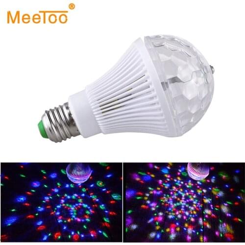 Auto Rotating E27 RGB Crystal Magic Ball Lumiere Sound Control Moving Head DJ Disco Party Light Stage Lighting Effect Bulb Lamp