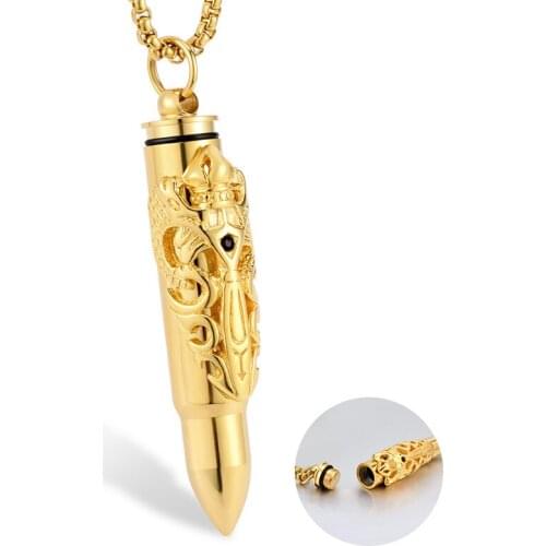 BOEYCJR Bullet shape Double dragon pattern Necklace&Pendant Fashion Jewelry HipHop Punk Necklace For Men or Women