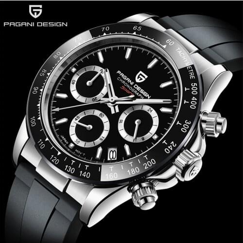PAGANI DESIGN New 40MM Mens Classic Black Dial Watches Luxury Sapphire Stainless Steel Waterproof Quartz Watch Men Sports Clock