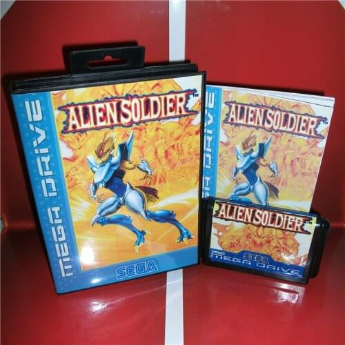 Alien Soldier EU Cover with box and manual For Sega Megadrive Genesis Video Game Console 16 bit card