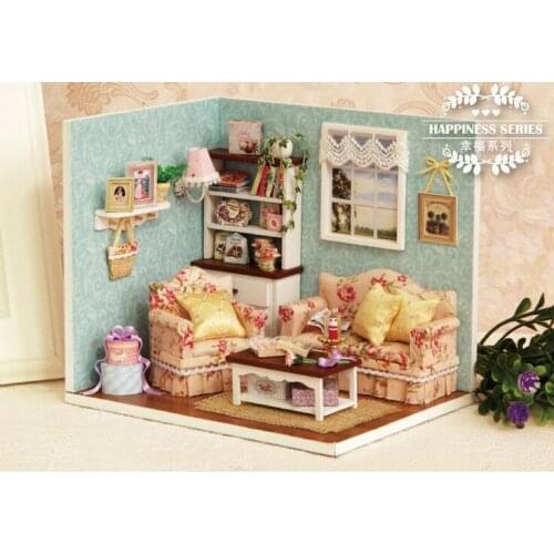 Diy Doll House miniatura 3D Wooden Dollhouse miniature Furniture For Children Toys dolls houses Building Model H007