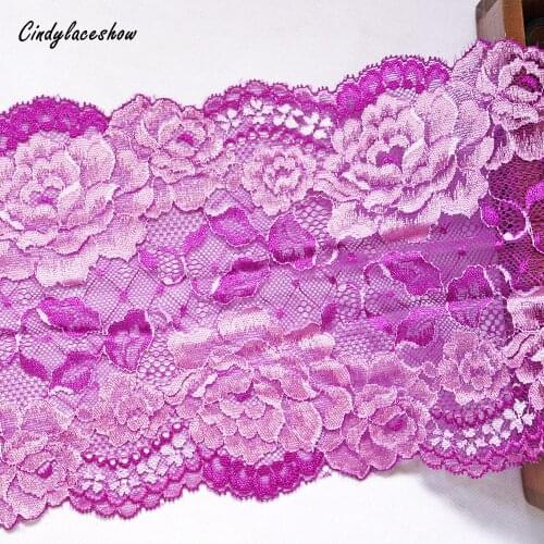 2yards 18cm Wide Embroidered Elastic Lace Trim Accessories Floral Stretch Lace Trimmings DIY Sewing Apparel Supplies Hot Red