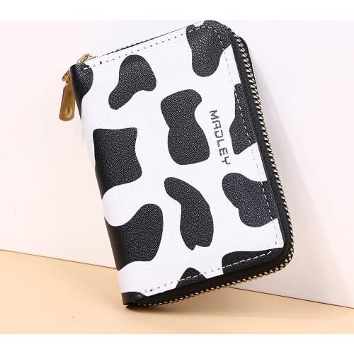 Kawaii Cow Print Wallet Women Cute Porte Feuille Femme 2021 New Cute Short Card Holder Wallet Women Coin Purse Small Wallet