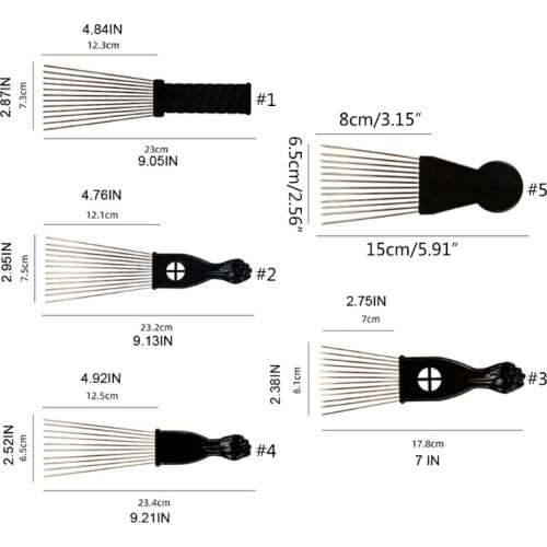 Metal Wide Tooth Afro Pick for Curly Hair Lift Picks Comb Tool Wig Braid Tool R3MF