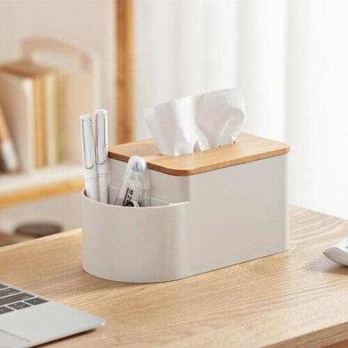 Multi-functional Desktop Tissue Box Creative with Lid Lifting Sub-format Tissue Extraction Countertop Debris Storage Box