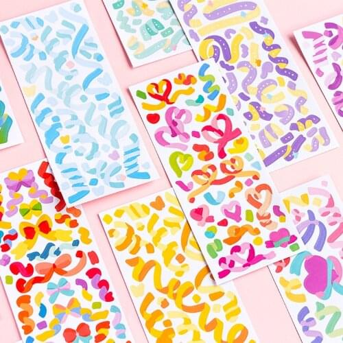 3 Sheets/pack Colorful Rainbow Stickers Cute Stickers Scrapbooking Notebooks Stickers Diary Stickers School Stationery
