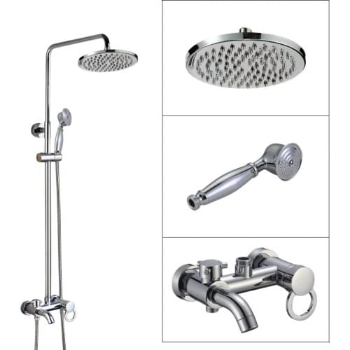 Wall Mounted Bathroom Rain Shower Faucet Set Polished Chrome Brass Handheld Shower Head Single Lever Bath Tub Mixer Tap acy334