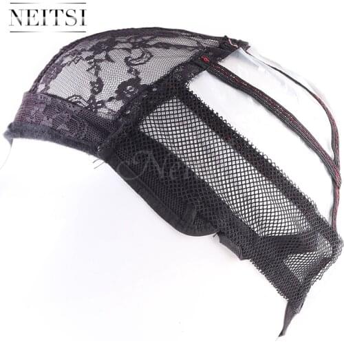 Neitsi Hot Selling Lace Wig Caps For Making Wigs With Adjustable Strap Bonnet Lace Perruque New Nylon Hairnet black# 10pcs/pack