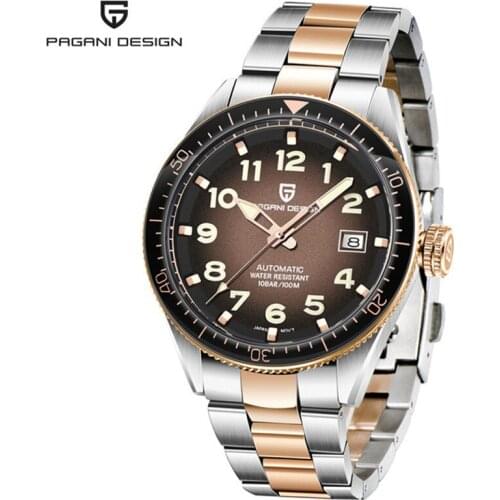PAGANI DESIGN New Fashion Stainless Steel Automatic Mechanical Watch Sports Leisure Sapphire Waterproof Mens Leather Hand Watch