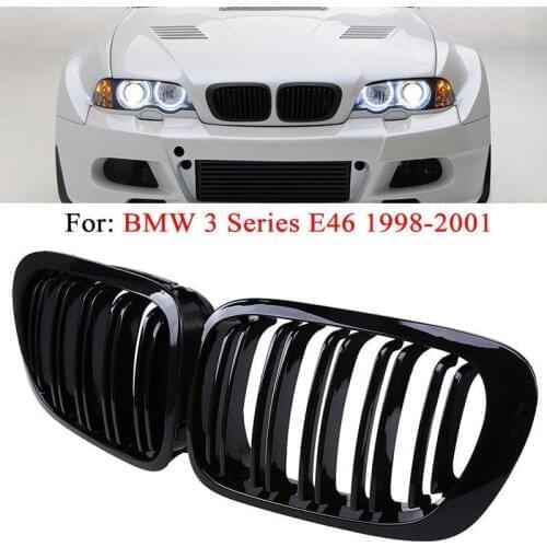 For 2-Door BMW E46 3-Series 98-02 Coupe Front Kidney Grill Grille Gloss Black