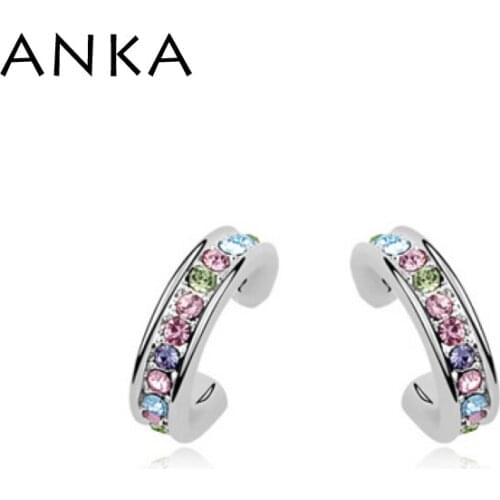 ANKA Semi-circle crystal stud Earring Simple Style Girlfriend Gift Fashion Jewelry Nickel Free Plating for Christmas #95434