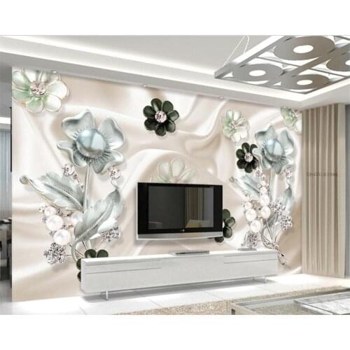 Custom Wall Wallpaper Diamond Flower Jewelry Wallpaper 3D Living Room Bedroom Background Wallpaper wall sticker beibehang