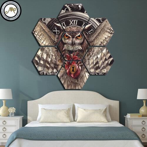 Tid HQ Bedsheet by Sunima Art Modern Wall Art Pictures Home Decor Posters 7 Panels Owl Living Room HD Printed Painting Frame