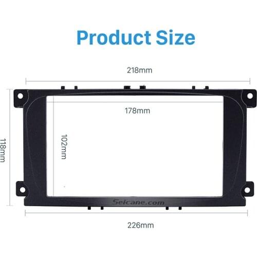 Seicane Perfect Black Double Din Car Radio Fascia Trim Kit for 2007 Ford Mondeo C Max Audio Frame DVD Panel CD Trim Face Plate