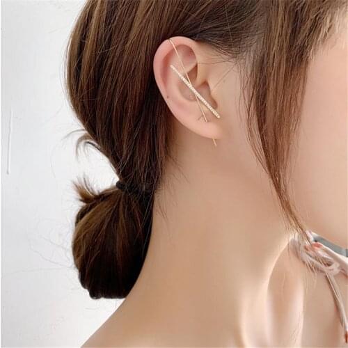 1PC Bohemian Wedding Ear Wrap Crawler Hook Earrings Sash Ear Needles Around The Auricle Clip Jewelry Wedding Piercing Earrings