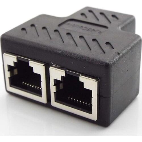 1 To 2 Ways Network Connector Network Cable Female Distributor Ethernet Network RJ45 Splitter Extender Plug Adapter C For Laptop