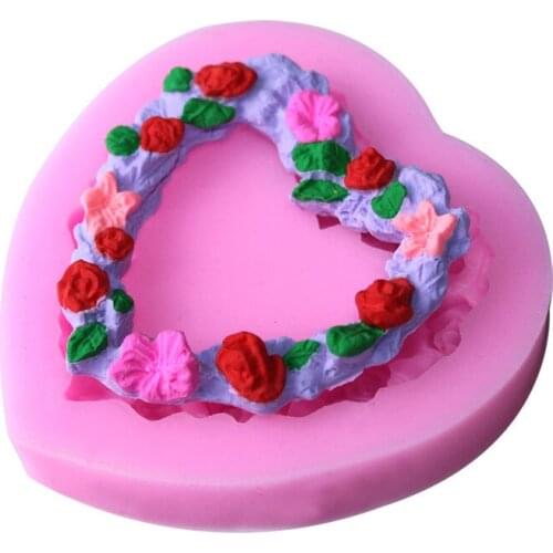 Silicone Loving Heart Flower Mold Sugar Craft Fondant Cake Decorating Tools Embossed Mold Cake Decorating Mould Baking Tool D175
