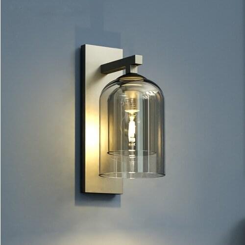 Nordic Glass Wall Lamp Designer Smoky Grey Living Room Lamp Glass Sconces Wall Lamp Bedroom Decor Wall Lamps Indoor Lighting