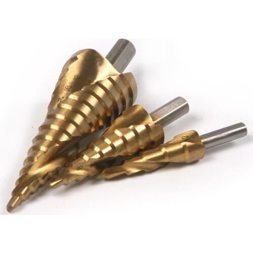 2Pcs 4-12mm 4-20mm 4-32mm High-speed Steel Titanium Step Drill Bit Triangle Shank Spiral Groove Step Drills For Metalworking