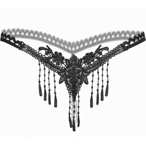 Women fringed sexy thongs panties ladies floral lace intimate panties G-String Erotic lingerie female Crotchless underpants
