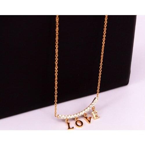 U-shaped cnc micro-inlaid crystal pendant LOVE letter necklace letter clavicle necklace for women jewelry wholesale