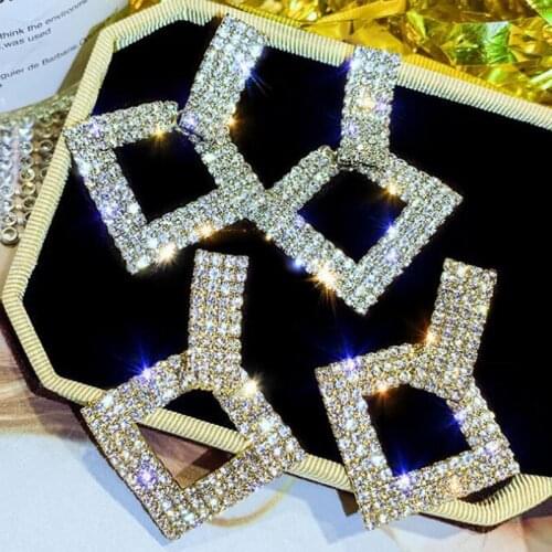 Drop Earrings for Women 2020 Fashion Geometric Rhinestone Earrings Personality Stud Earrings Trendy Earrings oorbellen