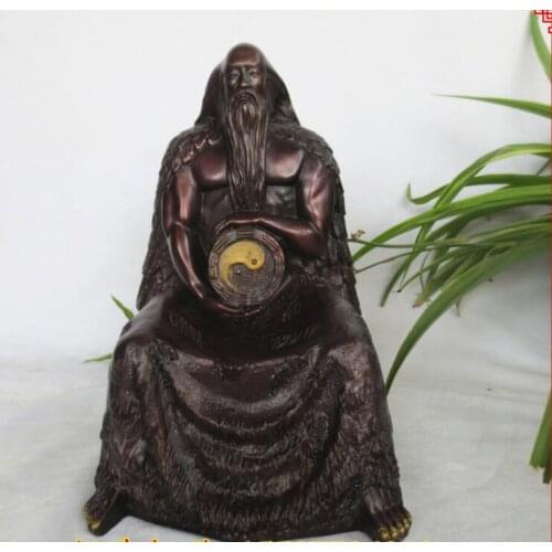 YM 910 Open light copper Fuxi Statues Ornament Eight Diagrams Ancestor Taoism The statue