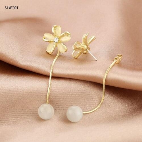 Womens 925 Silver Pin Earing Opal Flower Premium Temperament Fashion Elegant Simple Personality Alloy Decoration Jewelry Gift