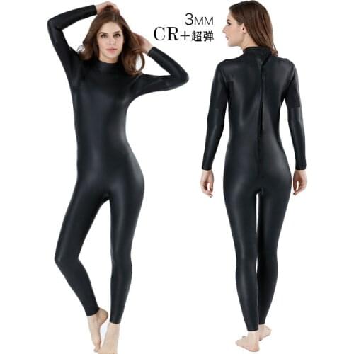 Women 3MM One Piece Full Body Triathlon SwimWear Wetsuit PU Waterproof Scuba DivingSuit Spearfishing UnderWater Hunting JumpSuit