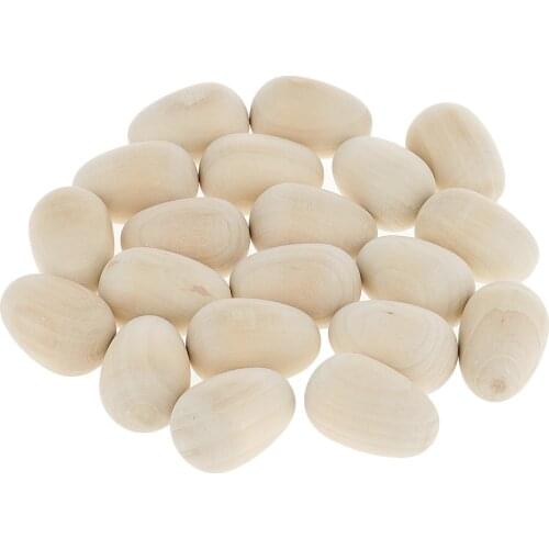 20x Natural Unfinished Decorative Wooden Hen Eggs for Crafts DIY Painting
