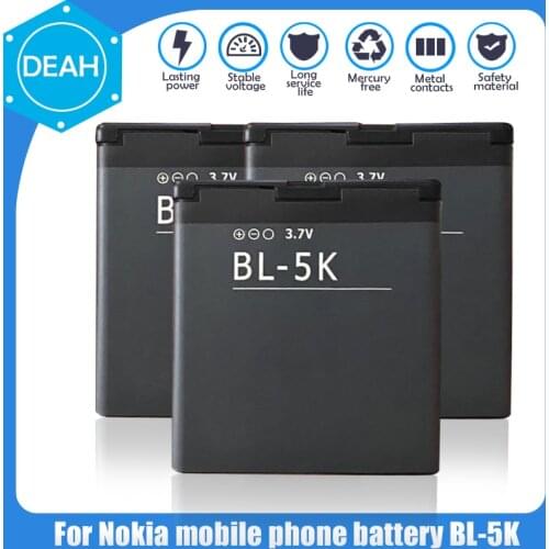 3.7V 1200mAh BL-5K BL5K BL 5K Replacement Lithium Battery For Nokia N85 N86 8MP N87 2610S 701 Oro C7 C7-00 X7 X7-00 T7 2610S
