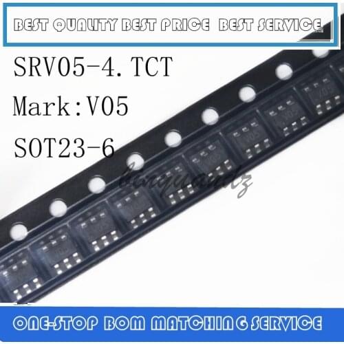 50PCS-500PCS SRV05-4.TCT SOT23-6 SRV05 Code: V05 SRV05-4 TVS Diode SOT23-6