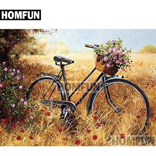 HOMFUN Full Square/Round Drill 5D DIY Diamond Painting "Autumn bike" Embroidery Cross Stitch 5D Home Decor Gift A02059