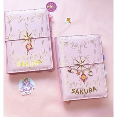 Sakura Anime Diary Notebook Kawaii Loose-leaf Travel Book Handbook A6 Planner with Sticker Pen Organizer Girls Surprise Gift