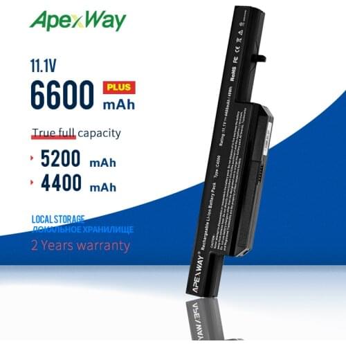 Apexway C4500BAT-6 Laptop Battery for Clevo C4500 C4500Q 5200Mah BAT-B5105M C4100