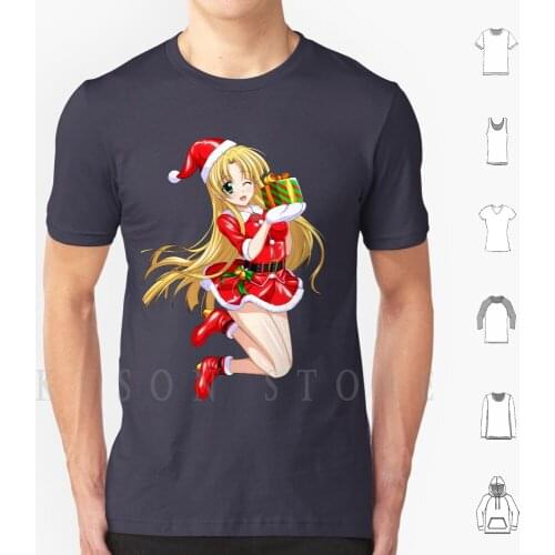 Asia Argento-High School Dxd. Merry Christmas Happy New Year Elf With Gift | Black T Shirt Men Cotton Santa Claus