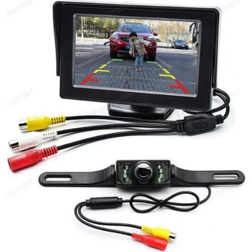 4.3 inch Car Monitor 2 video input TFT LCD display with 7 LED Night Vision Rearview license plate Camera Parking assistance