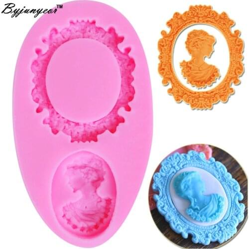 Byjunyeor M224 Retro Picture Frame UV Resin Silicone Mold Fondant Chocolate Candy Lollipop Crystal Epoxy Soft Clay Bake Tool