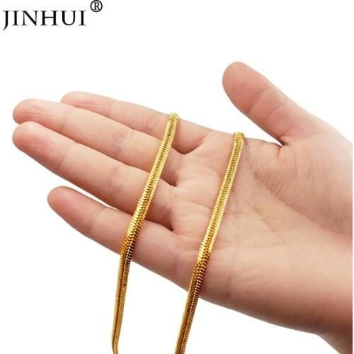 Dubai Trendy gold color Necklaces Boy length 50cm width 4mm chain Men necklace Saudi Arabia women friends gift link chains