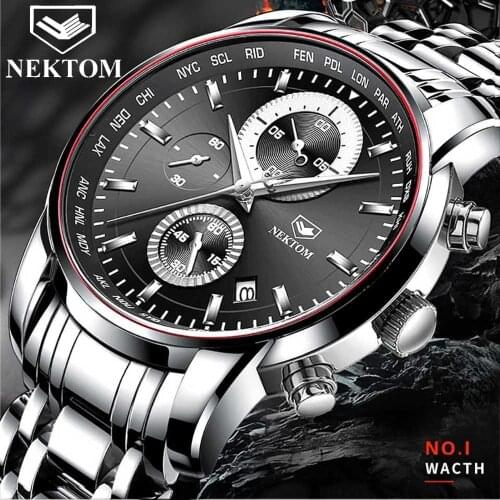 New Casual Sport Mens Watches fashion Stainless Steel Men Waterproof Wristwatch Big Dial Quartz Clock with Luminous Pointers