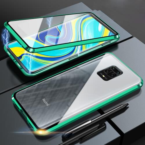 Redmi note 9 pro Case Metal Frame Magnet Aluminum Bumper double Glass full Protect Cover for Xiaomi Redmi note 9 pro Phone Case