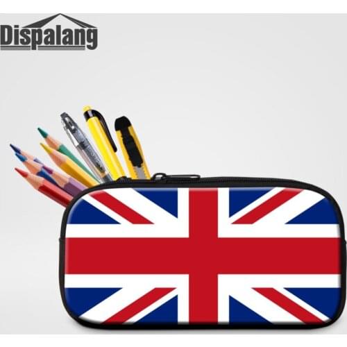 Dispalang Women Multifunction Cosmetic Cases 3D National Flag Stationery Supplies Children Pen Bag Girl Boy Pencil Bags Students