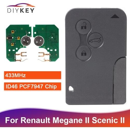 DIYKEY 433MHz PCF7947 Chip ID46 for Renault Megane II Scenic II Grand Scenic 2003 2004 2005-2008 3 Button Smart Key Card Remote