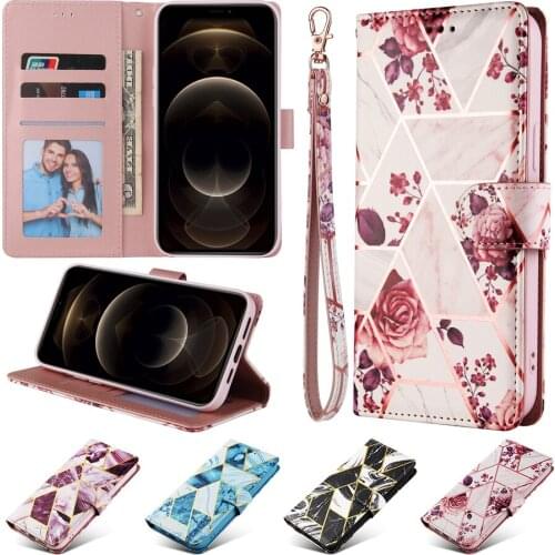 For Samsung Galaxy A21S A20S A32 Lite A40 A41 A42 A50 A51 A52 A70 Marble Leather Case Card Slot Flip Bronzing Wallet Phone Cover