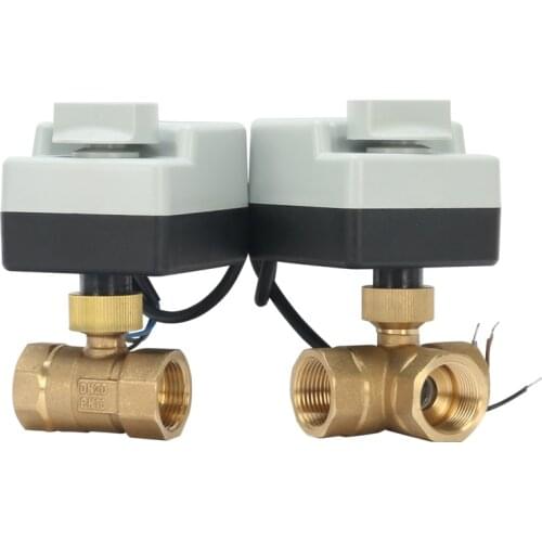 DN15(G 1/2") to DN 50(G 2") 2 way 3 wires brass motorized ball valve/electric actuator motor with manual switch function