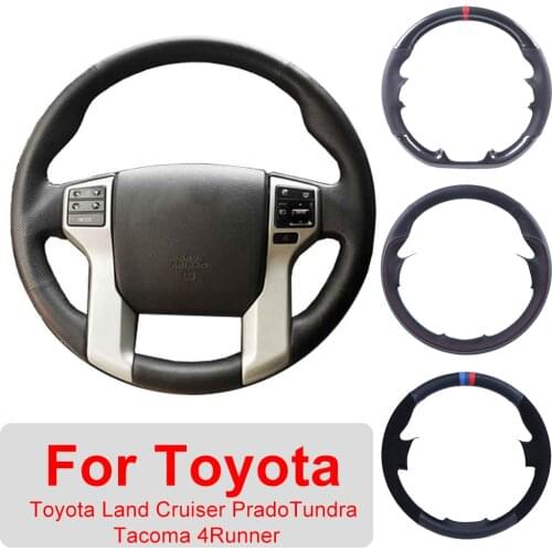 Customized Car Steering Wheel Cover For Toyota Land Cruiser Prado 2010-2014 Tundra Tacoma 4Runner Leather Protective Wrap