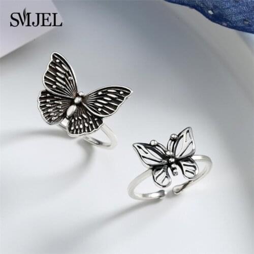 New Bohemian Punk Vintage Butterfly Rings for Women Wedding Jewellery Luxury Harajuku Rings Cuff Best friend Gifts 2021