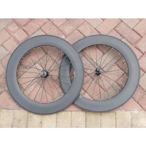 1 Pair : 3K UD Full Carbon Fiber Matt Glossy Road Bike Tubular Wheelset 88mm - 25mm Width Rim Bicycle Wheelset Basalt Brake Side