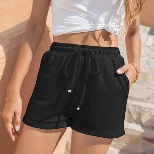 Harajuku Summer Shorts Women Casual Drawstring Elastic Waist Sportswear Workout Beach Shorts With Pockets