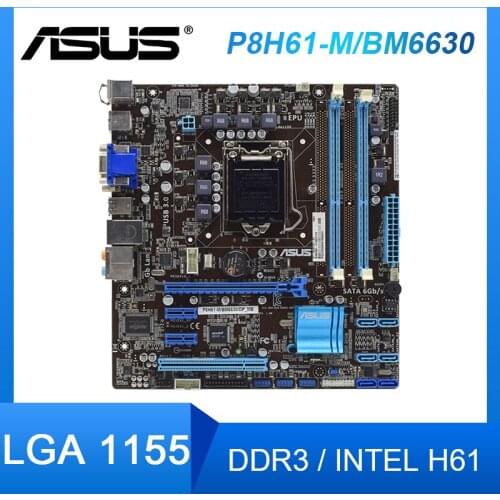 ASUS P8H61-M/BM6630 Desktop Motherboard LGA 1155 DDR3 Intel H61 P8H61 Core i7/Core i5/Core i3 CPU SATA2 USB2.0 95new Motherboard